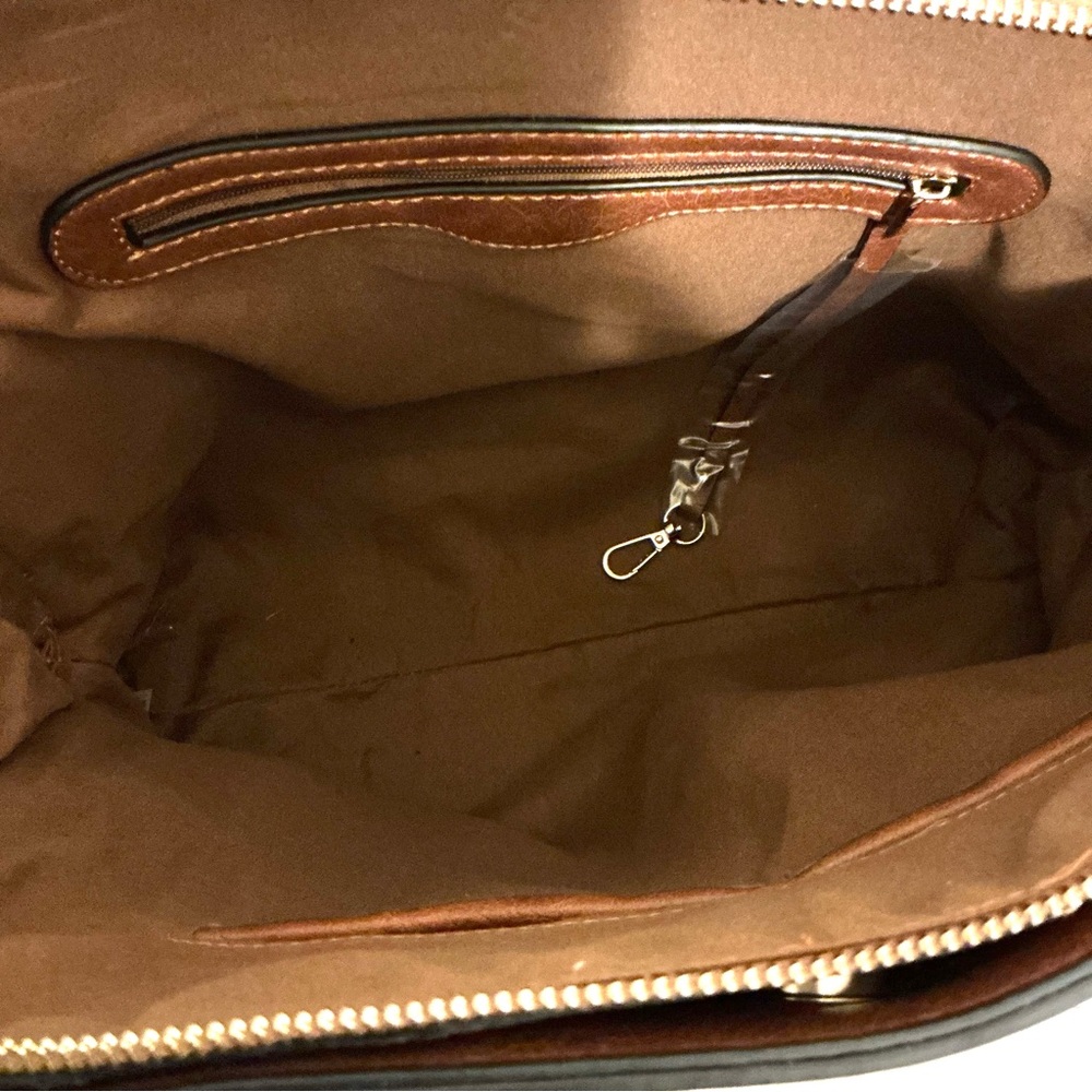 Elegant Brown Vegan Leather Handbag - Picture 7 of 11